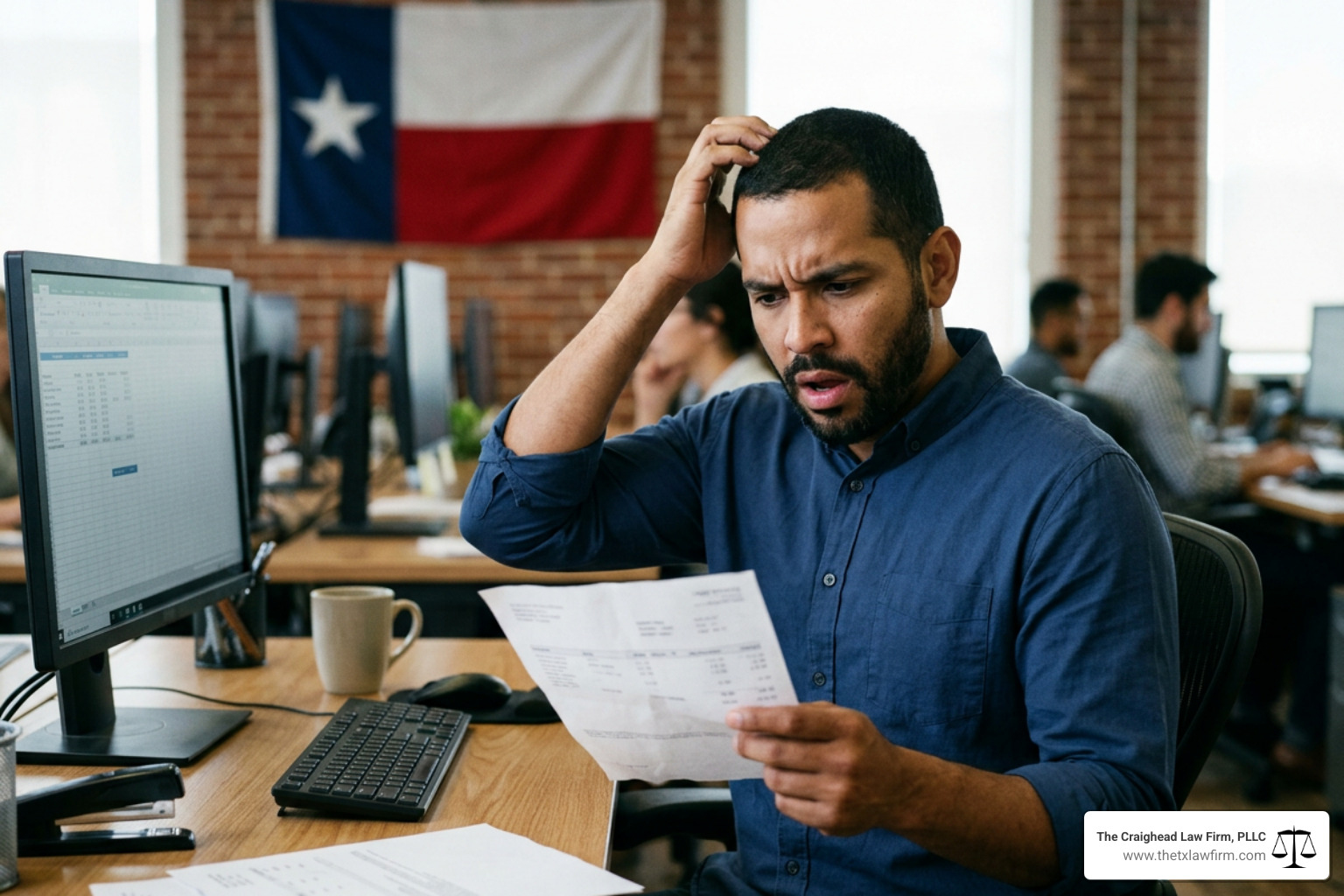 Worker reviewing a pay stub showing an unexpected wage change